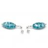 Turquoise murano glass earrings studs silver genuine from venice