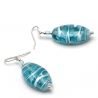 Turquoise murano glass earrings studs silver genuine from venice