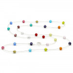 Multicolored murano glass and silver necklace genuine from venice