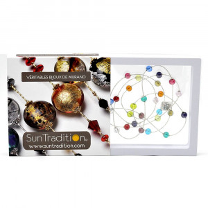 Gaia multicolor - colar multicolorado em vidro murano genuíno de veneza