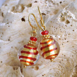 Aretes cristal murano rojo joya en verdadero cristal de murano de venecia