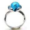 Blomma ring i silver med ljusblå pärla i muranoglas
