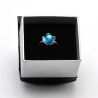 Silver flower ring with light blue pearl in murano glass