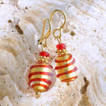 Boucles d'oreilles verre murano rouge