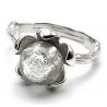 Sterling silver flower and silver pearl ring in murano glass