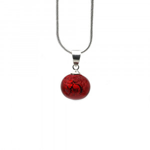 Ciondolo perle di vetro rosso e collana in argento 925