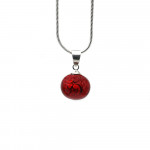 Pendentif perles verre rouge et collier argent 925