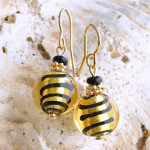 Gold venetian glass earrings genuine murano glass