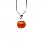 Pendentif perles verre orange et collier argent 925