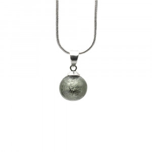 Pendant glass beads grey and necklace silver 925