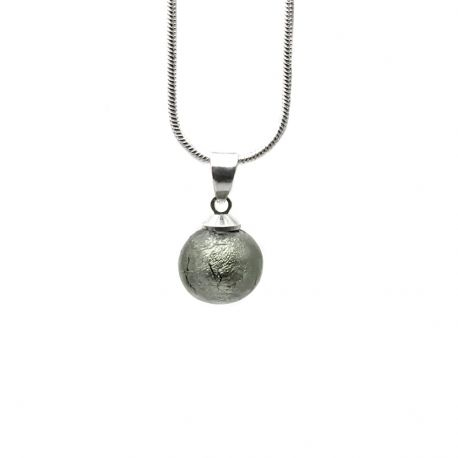 Pendant glass beads grey and necklace silver 925
