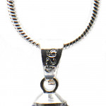 Pendentif perles verre grise et collier argent 925