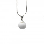 White glass beads pendant and silver necklace 925