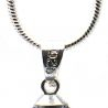 White glass beads pendant and silver necklace 925