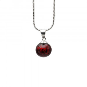 Ciondolo perle di vetro rosso scuro e collana in argento 925