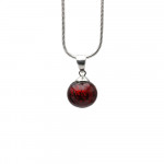 Pendentif perles verre rouge fonce et collier argent 925