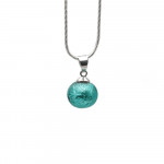 Pendentif perles verre turquoise et collier argent 925