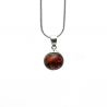 Pendant glass beads dark amber and necklace silver 925