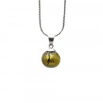 Pendant khaki glass beads and silver necklace 925