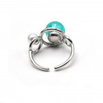 Ring you and me silver and blue turquoise pearl in murano glass