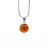 Pendant glass beads amber and necklace silver 925