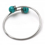 Silver bracelet with green emerald beads in murano glass from venice