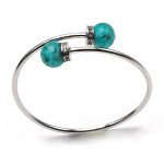 Silver bracelet with green emerald beads in murano glass from venice