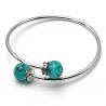 Silver bracelet with green emerald beads in murano glass from venice