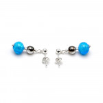 Boucles d'oreilles bleue verre de murano de venise