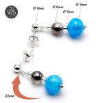 Boucles d'oreilles bleue verre de murano de venise