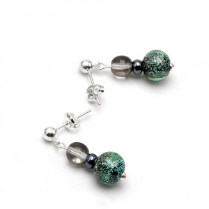 Pixie vert - boucles d'oreilles verte en veritable verre de murano de venise