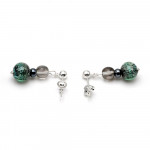 Boucles d'oreilles verte en verre de murano