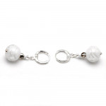 White earrings in murano glass from venice