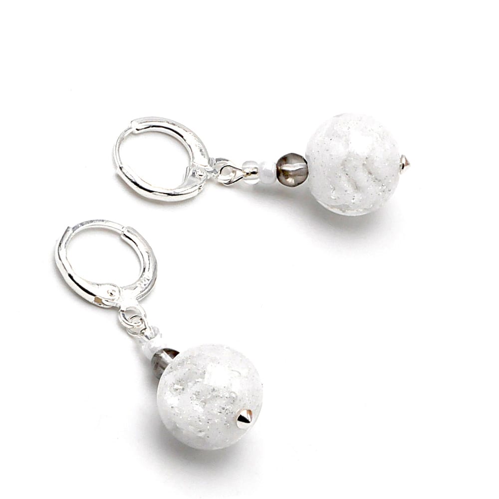 White earrings in real murano glass from venice