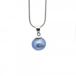 Pendentif perles verre bleu ocean et collier argent 925