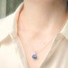 Pendant glass beads ocean blue and necklace silver 925