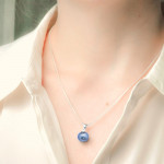 Pendentif perles verre bleu ocean et collier argent 925