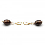 Petite brown - boucles d'oreilles dormeuses aventurine marron en veritable verre de murano de venise