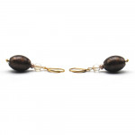 Petite brown - boucles d'oreilles dormeuses aventurine marron en veritable verre de murano de venise