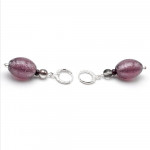 Petite amethyste - boucles d'oreilles dormeuses aventurine amethyste en veritable verre de murano de venise