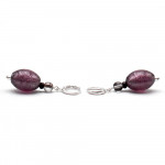 Petite amethyste - boucles d'oreilles dormeuses aventurine amethyste en veritable verre de murano de venise