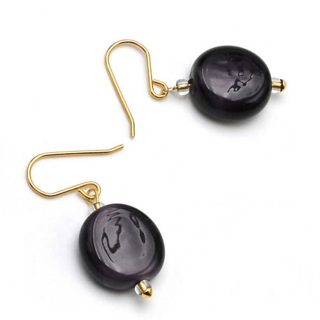 Amethyst earrings in murano glass