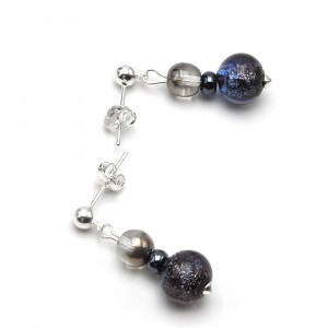 Pixie purple - boucles d'oreilles violettes en veritable verre de murano de venise