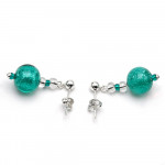 Boucles d'oreilles vertes turquoises en verre de murano de venise