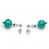 Turquoise green murano glass earrings 
