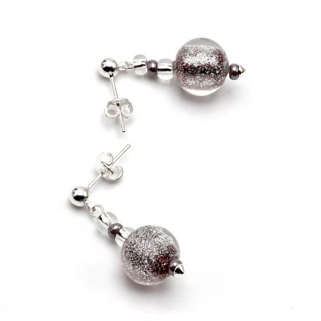 Purple earrings in genuine murano glass from venice