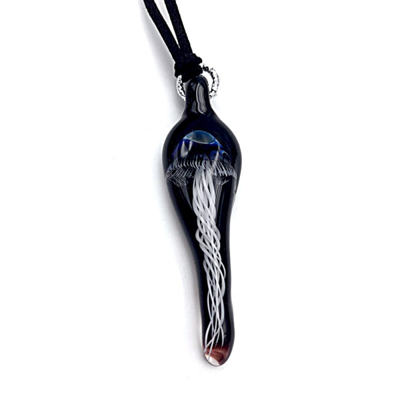 Black artistic murano glass pendant immortal medusa