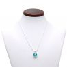 Fizzy turquoise glass and silver 925 pearl pendant
