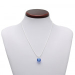 Pendentif perles verre fizzy bleu ocean argent 925