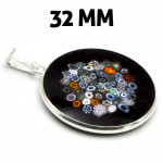 Hanger van muranoglas murrine millefiori zwart en zilver